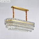 GobekUsa Contemporary Gold LED Crystal Tiered Island Light Fixture - Stylish Oblong Hanging Lamp for Table