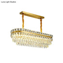 GobekUsa Contemporary Gold LED Crystal Tiered Island Light Fixture - Stylish Oblong Hanging Lamp for Table