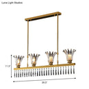 GobekUsa Gold Island Light with Clear Crystal Glass and 4 Bulbs