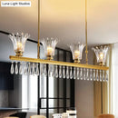 GobekUsa Gold Island Light with Clear Crystal Glass and 4 Bulbs
