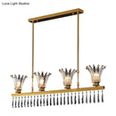 GobekUsa Gold Island Light with Clear Crystal Glass and 4 Bulbs