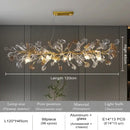 GobekUsa Crystal Leaf Branch Chandelier - Elegant Lighting Fixture for Bedroom, Living Room, Dining Room