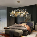 GobekUsa Crystal Leaf Branch Chandelier - Elegant Lighting Fixture for Bedroom, Living Room, Dining Room