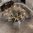 GobekUsa Crystal Leaf Branch Chandelier - Elegant Lighting Fixture for Bedroom, Living Room, Dining Room