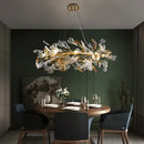 GobekUsa Crystal Leaf Branch Chandelier - Elegant Lighting Fixture for Bedroom, Living Room, Dining Room