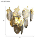 GobekUsa Modern Crystal Block 2-Light Gold Wall Sconce for Study Room