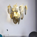GobekUsa Modern Crystal Block 2-Light Gold Wall Sconce for Study Room