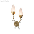 GobekUsa Mini Wall Sconce Light with Crystal Leaf Design - Modern Metallic Gold Finish - Ideal for Bedroom Illumination