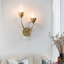 GobekUsa Mini Wall Sconce Light with Crystal Leaf Design - Modern Metallic Gold Finish - Ideal for Bedroom Illumination