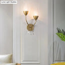 GobekUsa Mini Wall Sconce Light with Crystal Leaf Design - Modern Metallic Gold Finish - Ideal for Bedroom Illumination
