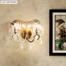 GobekUsa Modern Crystal Wall Sconce Light with Bent Arm - 2 Lights, Brass Finish - Perfect for Bedroom