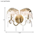 GobekUsa Modern Crystal Wall Sconce Light with Bent Arm - 2 Lights, Brass Finish - Perfect for Bedroom