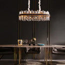 GobekUsa Crystal Leather Chandelier | Modern LED Lustres for Living Room & Dining Room
