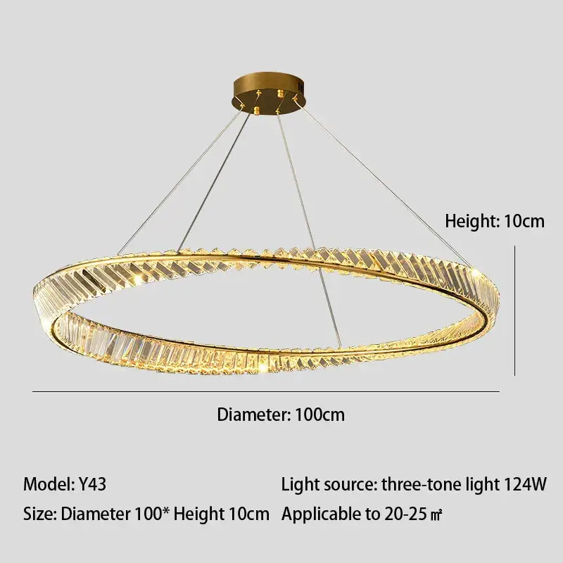 GobekUsa Crystal LED Chandelier: Elegant Irregular Ring Pendant Light for Modern Home Decor, photo 12 of 16