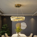 GobekUsa Crystal LED Chandelier: Elegant Irregular Ring Pendant Light for Modern Home Decor