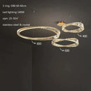 GobekUsa Crystal LED Chandelier: Elegant Irregular Ring Pendant Light for Modern Home Decor