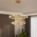 GobekUsa Crystal LED Chandelier: Elegant Irregular Ring Pendant Light for Modern Home Decor
