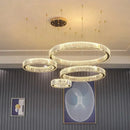 GobekUsa Crystal LED Chandelier Rings Pendant Lamp Luxury Villa Stair Decoration