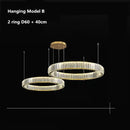 GobekUsa Crystal LED Chandelier Rings Pendant Lamp Luxury Villa Stair Decoration