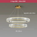 GobekUsa Crystal LED Chandelier Rings Pendant Lamp Luxury Villa Stair Decoration