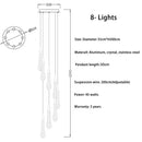 GobekUsa Crystal LED Chandelier: Modern Art Pendant Light for Restaurant, Bar, Staircase & Loft