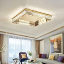 GobekUsa Crystal LED Dimmable Ceiling Lights: Modern Square Steel Fixture for Living Room