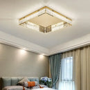 GobekUsa Crystal LED Dimmable Ceiling Lights: Modern Square Steel Fixture for Living Room