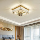 GobekUsa Crystal LED Dimmable Ceiling Lights: Modern Square Steel Fixture for Living Room