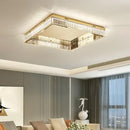 GobekUsa Crystal LED Dimmable Ceiling Lights: Modern Square Steel Fixture for Living Room