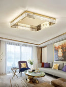 GobekUsa Crystal LED Dimmable Ceiling Lights: Modern Square Steel Fixture for Living Room