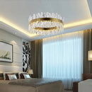 GobekUsa Crystal LED Chrome Pendant Chandelier for Kitchen Dining Living Room