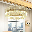 GobekUsa Crystal LED Chrome Pendant Chandelier for Kitchen Dining Living Room
