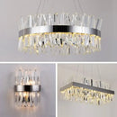 GobekUsa Crystal LED Chrome Pendant Chandelier for Kitchen Dining Living Room