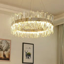 GobekUsa Crystal LED Pendant Light Chrome/Gold Luxury Chandelier for Kitchen Living Room.