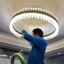 GobekUsa Crystal LED Ring Chandelier: Modern Home Lighting Fixture