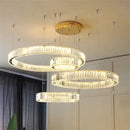 GobekUsa Crystal LED Ring Chandelier - Luxury Villa Stair Pendant Fixture