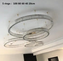 GobekUsa Crystal LED Ring Chandelier - Luxury Villa Stair Pendant Fixture