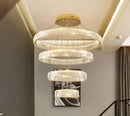 GobekUsa Crystal LED Ring Chandelier - Luxury Villa Stair Pendant Fixture