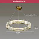 GobekUsa Crystal LED Ring Chandelier - Luxury Villa Stair Pendant Fixture