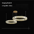 GobekUsa Crystal LED Ring Chandelier - Luxury Villa Stair Pendant Fixture
