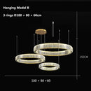 GobekUsa Crystal LED Ring Chandelier - Luxury Villa Stair Pendant Fixture