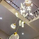 GobekUsa Crystal LED Stair Slinglight for Nordic Living Room, Villa, and Restaurant