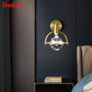 GobekUsa Crystal LED Wall Sconce Copper Light Fixture for Modern Luxury Home Decor