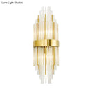 GobekUsa Golden Crystal Layered Sconce Light for Living Room - Modern Wall Mounted Lamp (2 Lights)