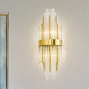 GobekUsa Golden Crystal Layered Sconce Light for Living Room - Modern Wall Mounted Lamp (2 Lights)