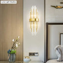 GobekUsa Golden Crystal Layered Sconce Light for Living Room - Modern Wall Mounted Lamp (2 Lights)