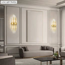 GobekUsa Golden Crystal Layered Sconce Light for Living Room - Modern Wall Mounted Lamp (2 Lights)