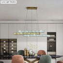 GobekUsa Gold Linear Island Pendant Light with Crystal Accents and LED Minimalist Design