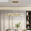 GobekUsa Gold Linear Island Pendant Light with Crystal Accents and LED Minimalist Design