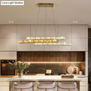 GobekUsa Gold Linear Island Pendant Light with Crystal Accents and LED Minimalist Design